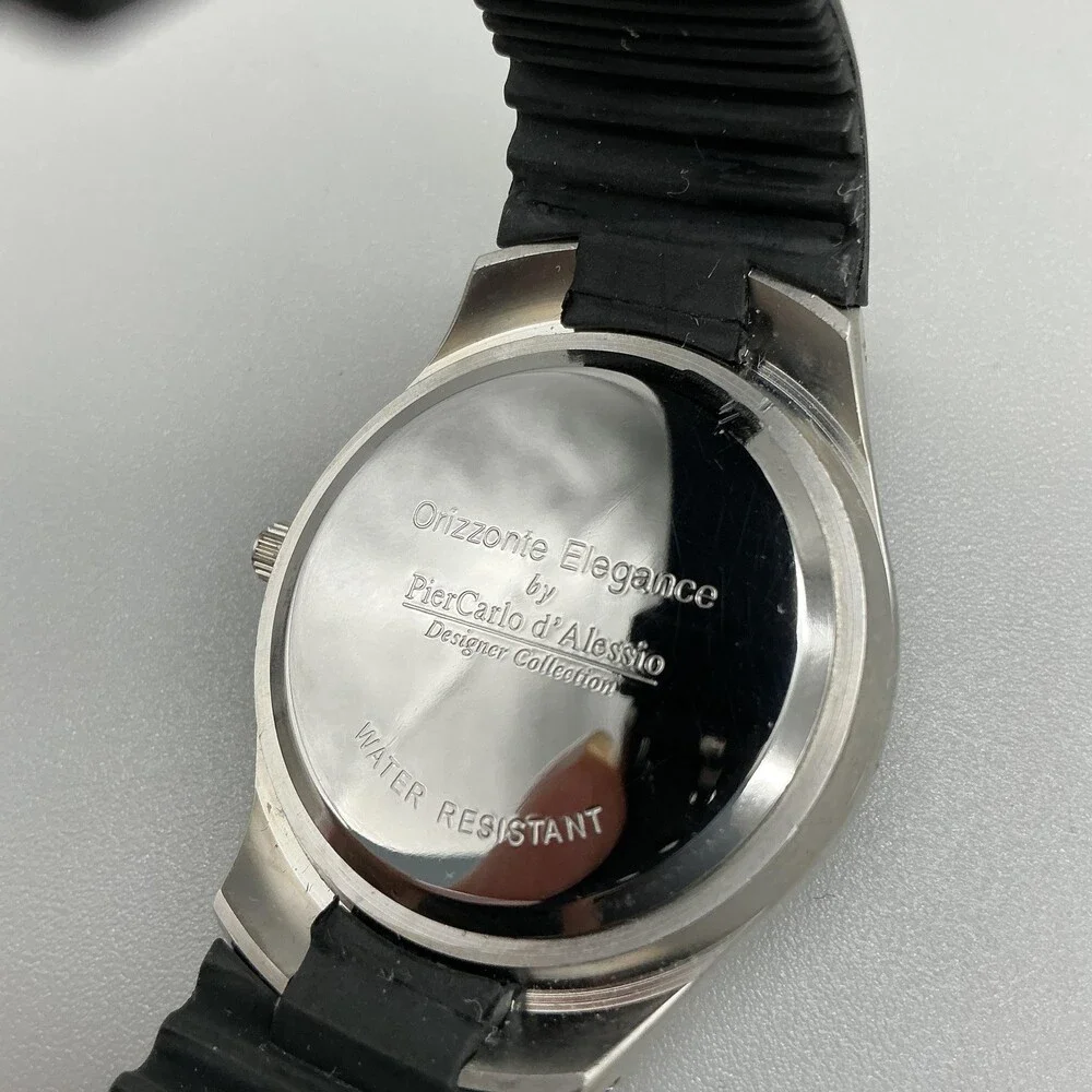 PierCarlo D'Alessio Orizzonte Elegance Mens Watch 37mm Silver Tone New Battery